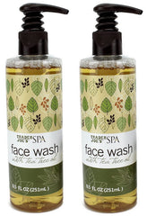 Trader Joe's Spa Face Wash with Tea Tree Oil bottle—gentle cleanse for all skin types.