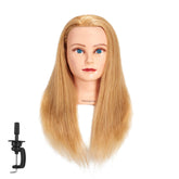 Training Head blonde mannequin head front view for practice and learning.