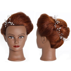 Traininghead mannequin head hair detail for precision dyeing and braiding practice.