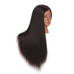 Traininghead mannequin head with multi-functional styling for salon and classroom use.