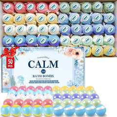 TranquilBliss 50-piece bath bombs in a stylish gift box for gifting or personal use