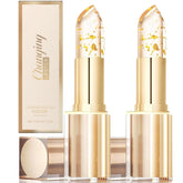 2Pcs transferproof color-changing lipstick tube demonstrates durable color for all-day wear.