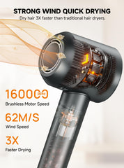 TRANXPHIT high-speed hair dryer side view shows ultra-light design for easy travel.