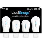 LiquiSnugs Premium leakproof bottles in a 3oz and 2oz set for travel packing.