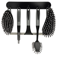 Trazon scrub brush set 6 pcs with versatile brushes for bathroom tiles and grout cleanup.
