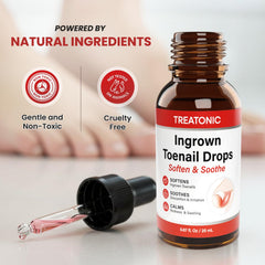 Treatonic ingrown toenail treatment applicator drops close-up shows precise at-home relief application.