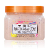 Tree Hut Frosted Sugar Cookie scrub jar shows rich exfoliation and glow.