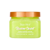 Tree Hut Rainbow Sherbet sugar scrub tub close-up for silky, exfoliated skin.
