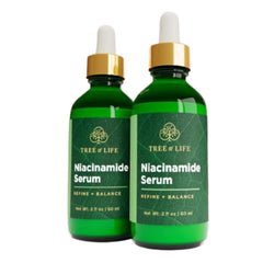 Tree of Life Beauty Niacinamide Serum bottle closeup highlights hydrating formula for sensitive skin