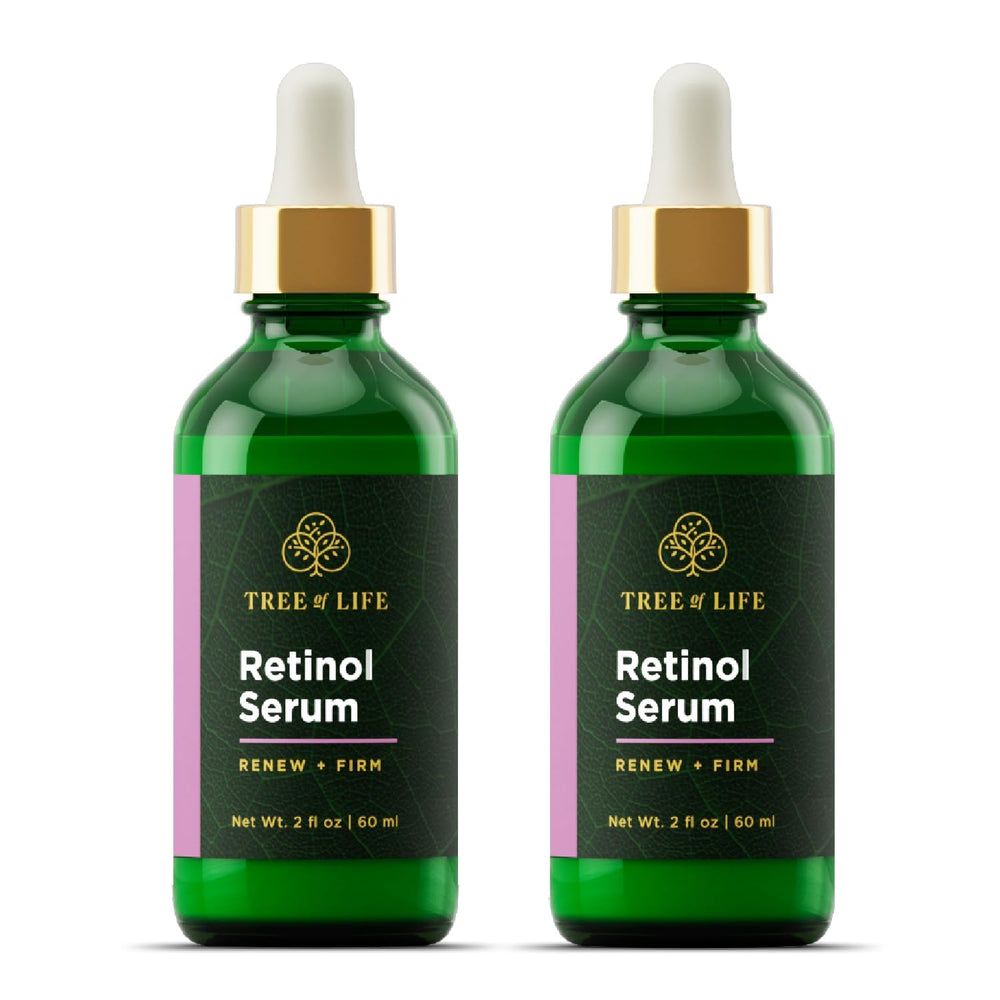 Tree of Life Beauty retinol serum bottle for smooth, hydrated skin