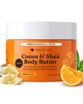 Tree to Tub Shea Body Butter jar closeup highlighting rich moisture for dry skin.
