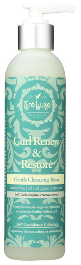 Treluxe Gentle Cleansing Rinse bottle front for gentle cleansing of curls without stripping moisture