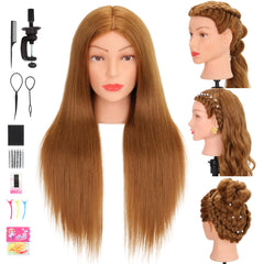 Treosida mannequin head real hair for authentic braiding practice and styling realism.