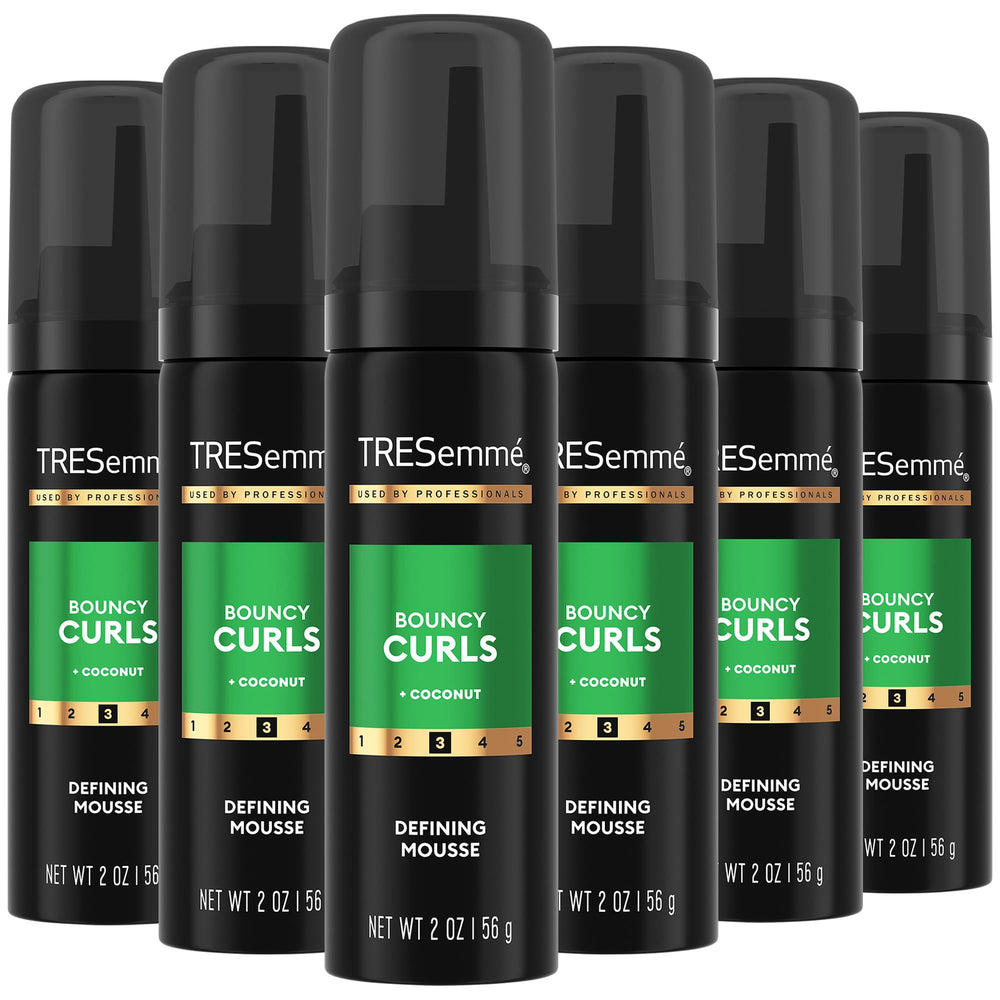 TRESemmé Bouncy Curls mousse bottle with coconut oil provides defined curls.