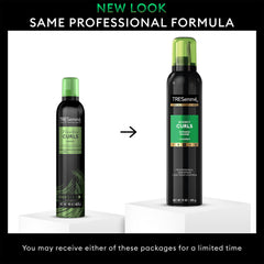 TRESemmé Bouncy Curls regimen shampoo and conditioner prep heat protection in shower.