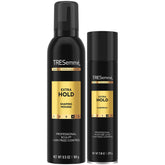 TRESemmé Extra Hold Hairspray bottle shows long-lasting hold for sleek styles.