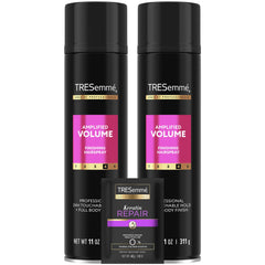 TRESemmé Total Volume hairspray bottle offering all-day lift for voluminous hair