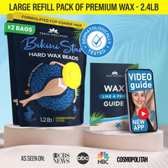 Tress Wellness wax beads being poured for easy, controlled application