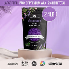 Tress Wellness wax beads kit included shown with lavender scent for at-home waxing.
