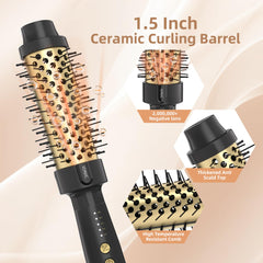 Tresses Touch 24K Gold Thermal Brush in use captures quick curl formation.