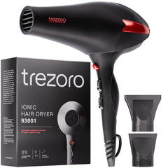 TREZORO professional blow dryer motor powers fast drying with steady temperature.