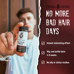 Tribal Chimp Hair Powder being applied by hands for root lift