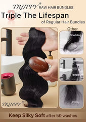 Triippy Body Wave Bundles display of 16-18-20 inches for versatile styling options