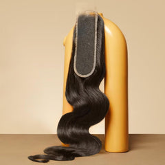 Triippy raw hair 2x6 HD lace closure in body wave blends with skin tone and reduces shedding.