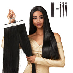 Triippy Straight Bundles close-up shows thick, cuticle-aligned Cambodian hair for a natural look.