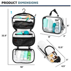 TRIPPED Travel Gear Toiletry Bag Kit Set detachable clear bag doubles as a shower tote.