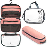 TRIPPED Toiletry Bag Kit Set dusty-rose hanging bag keeps toiletries organized on the go.