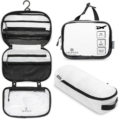 TRIPPED Travel Gear Toiletry Bag Kit Set hanging bag keeps toiletries organized for quick access.