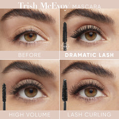 Trish McEvoy High Volume Mascara lashes after application demonstrate defined length and separation