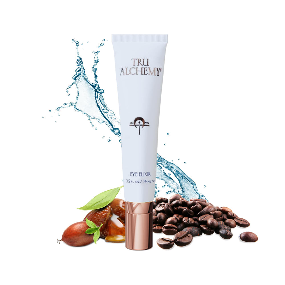 Tru Alchemy Eye Elixir cooling-application shows instant refreshed look.