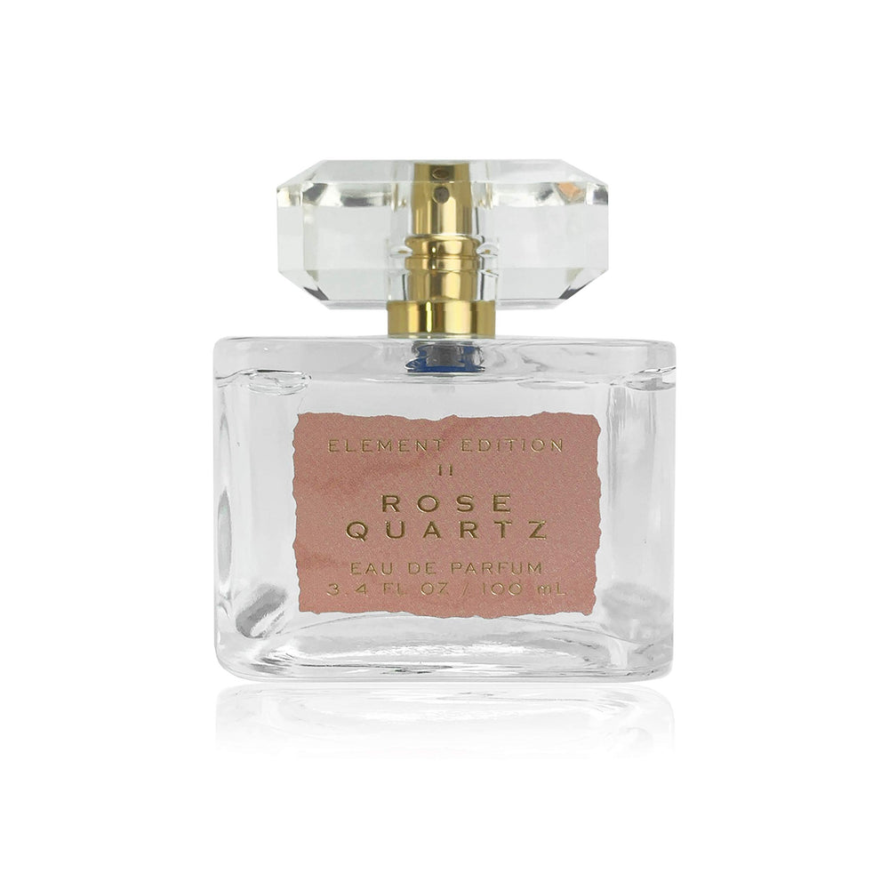 Tru Fragrance Beauty Element Edition Rose Quartz bottle emphasizes calming, balanced scent experience.