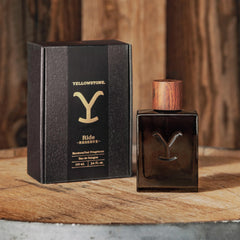 Tru Fragrance Beauty Yellowstone Ride Reserve box on a dresser for gift-ready presentation
