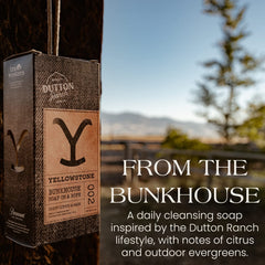 Tru Fragrance Beauty Yellowstone Bunkhouse Soap close-up bar with beef tallow for rich cleansing