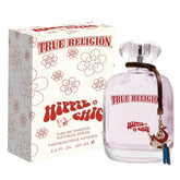 True Religion Hippie Chic bottle front view showcases vibrant fragrance for day-to-night confidence.