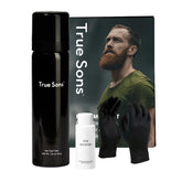 True Sons Hair Dye Foam application demonstrates easy, natural color result.