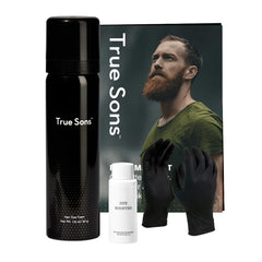 True Sons Hair Dye Foam application demonstrates easy, natural color result.