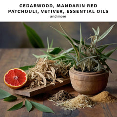 Herban Cowboy True West cedar-patchouli note spotlight suggests earthy masculine fragrance notes.