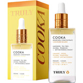 Truly Cooka Concentrate bottle on shelf for ingrown relief and hydration.