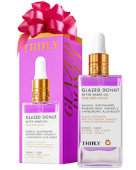 Truly Glazed Donut After Shave Oil bottle with premium cooling serum packaging for post-shave hydration