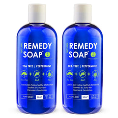 Truremedy Naturals Tea Tree Body Wash bottle pour delivers a refreshing cleanse after workouts.