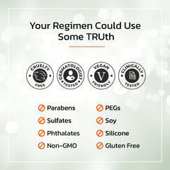 TruSkin Peptide Eye Gel ingredients closeup shows Hyaluronic Acid and peptides for hydration.