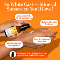 TruSkin Sunscreen Serum tinted swatch demonstrates universal tint without white cast