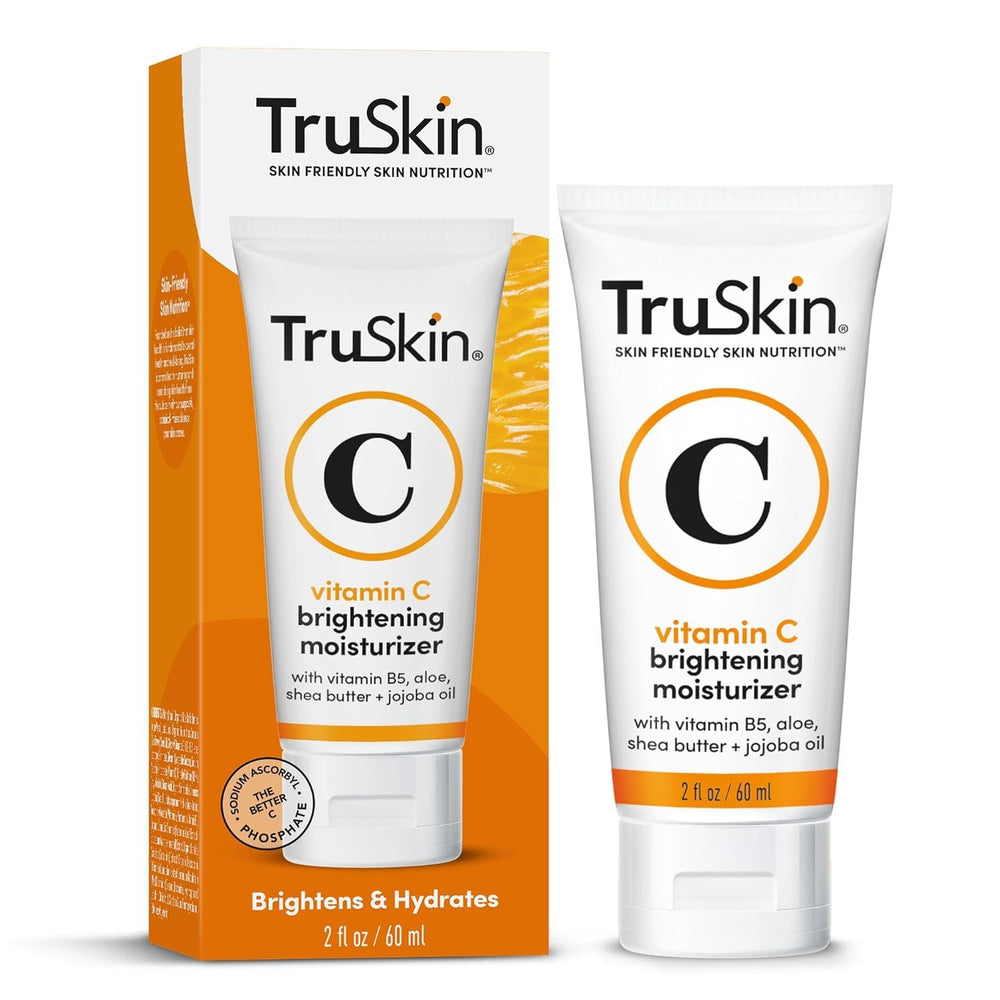 TruSkin Vitamin C Cream face application close-up showing radiant, hydrated skin