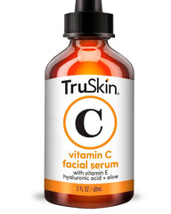 TruSkin Vitamin C Serum bottle with dropper promoting brighter skin look