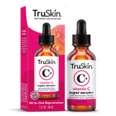TruSkin Vitamin C Super Serum bottle close-up for brightening and hydration.