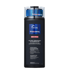 TRUSS Frizz Zero Shampoo bottle closeup showing frizz-control formula for smooth hair